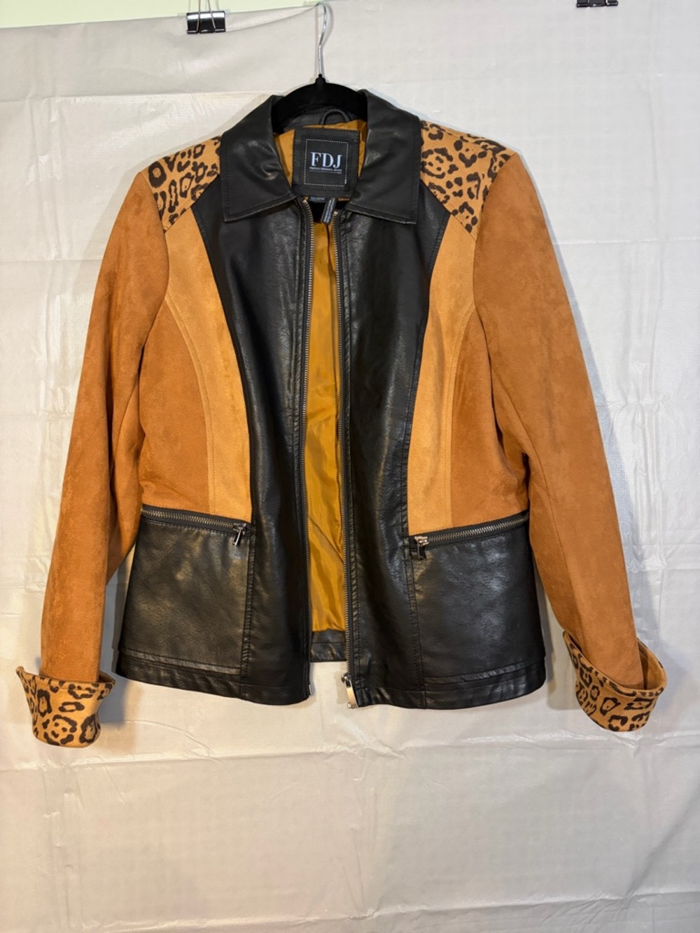 FDJ French Dressing Jeans Leather & Suede Jacket with Leopard Accents